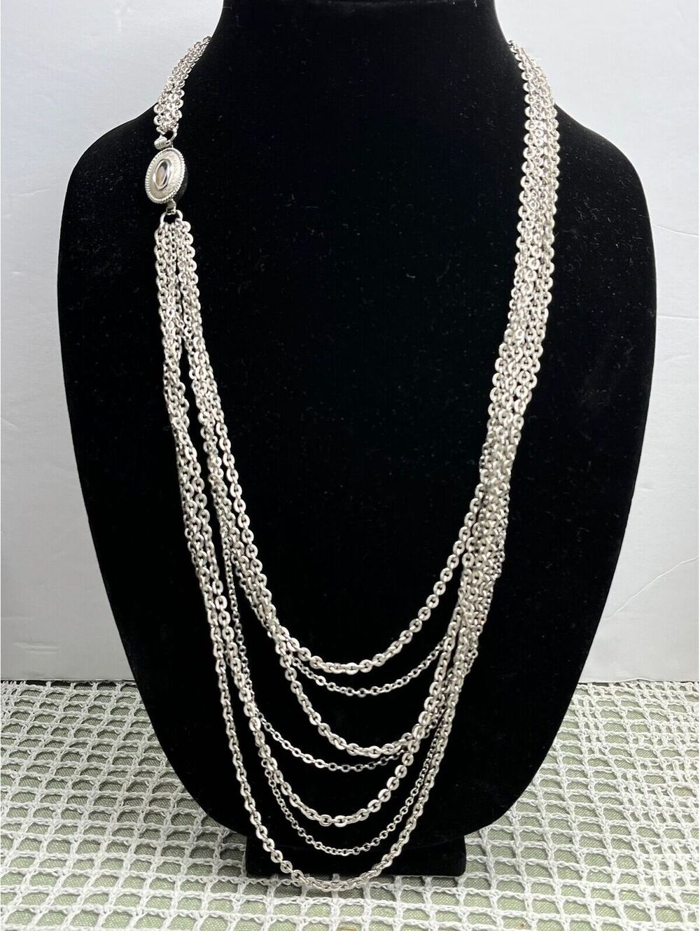 #43 Vintage 1972 Avon 20-26” Convertible Necklace Silver Tone Multi Strand